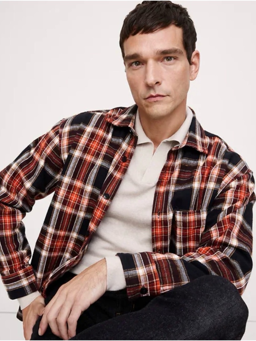 Relaxed Fit Textured Flannel Overshirt
